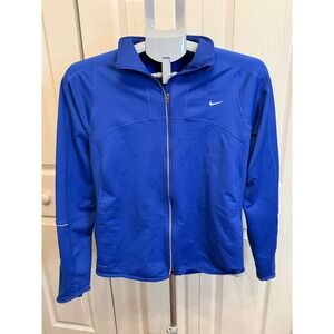 Nike Dri Fit Women Royal Blue Athletic Track Jacket Full Zip Size Medium